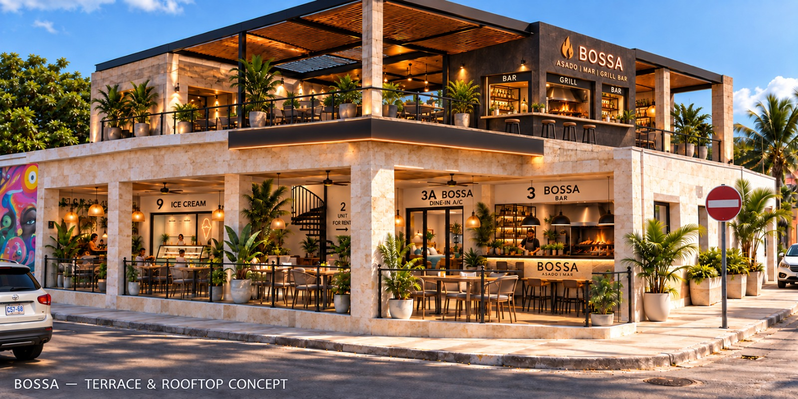 BOSSA terrace and rooftop grill bar concept